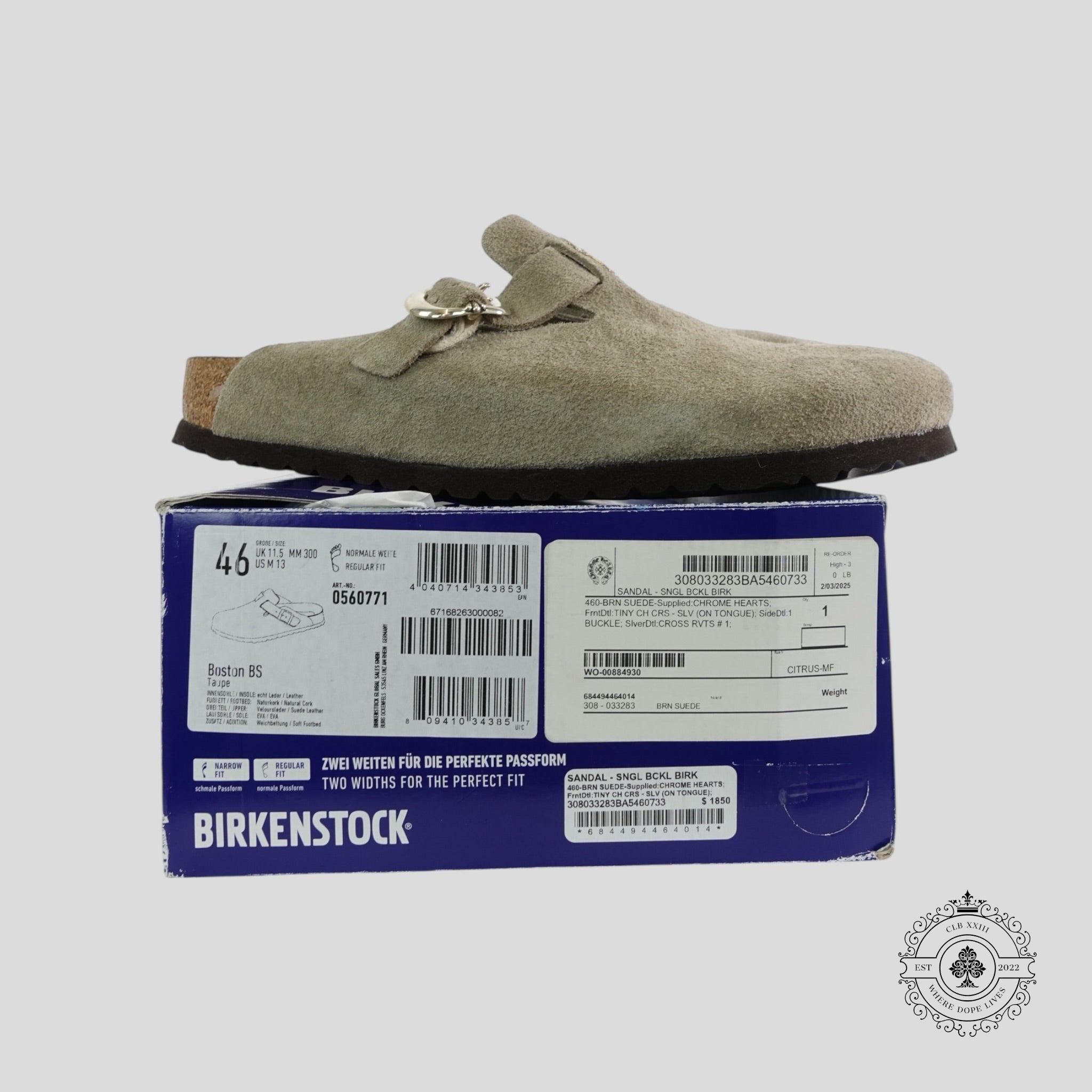 Chrome Hearts Birkenstock Slides Mules in Taupe