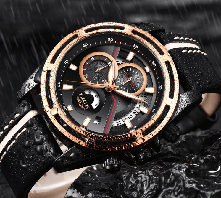 Men's Watch Chronometers Day View Fluorescent Pointers Unique Design waterproof