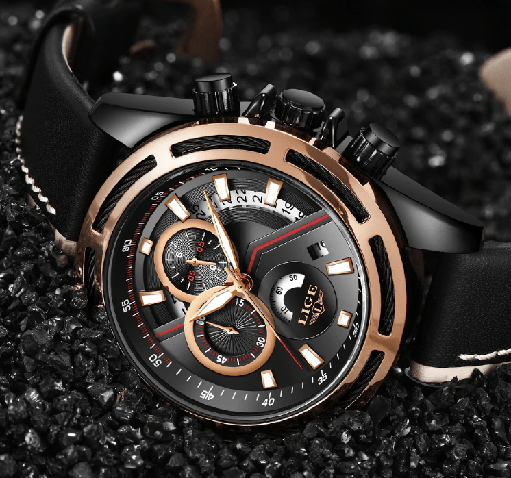 Men's Watch Chronometers Day View Fluorescent Pointers Unique Design waterproof