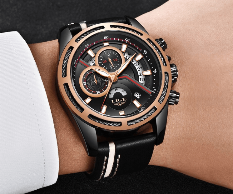 Men's Watch Chronometers Day View Fluorescent Pointers Unique Design waterproof