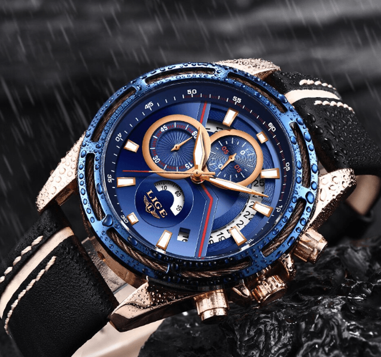 Men's Watch Chronometers Day View Fluorescent Pointers Unique Design waterproof