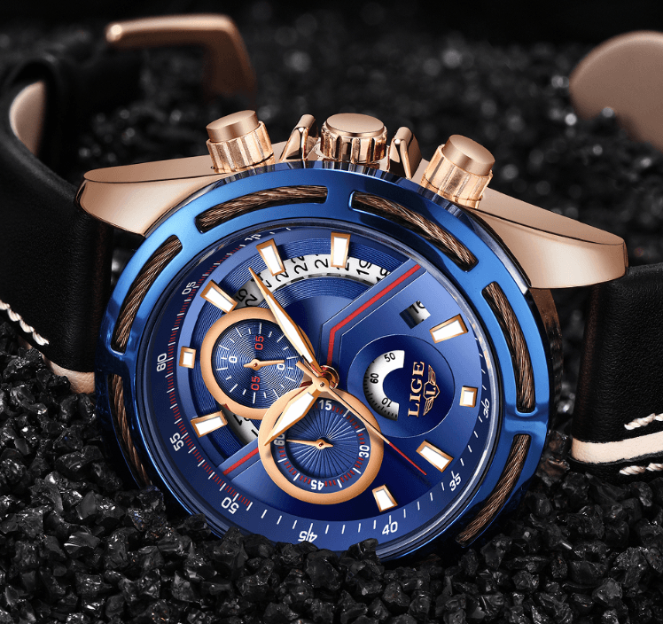 Men's Watch Chronometers Day View Fluorescent Pointers Unique Design waterproof
