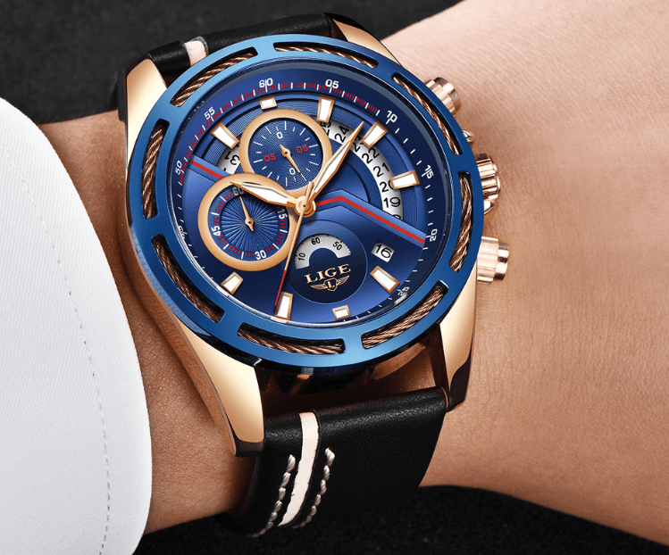 Men's Watch Chronometers Day View Fluorescent Pointers Unique Design waterproof