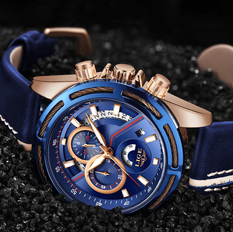 Men's Watch Chronometers Day View Fluorescent Pointers Unique Design waterproof