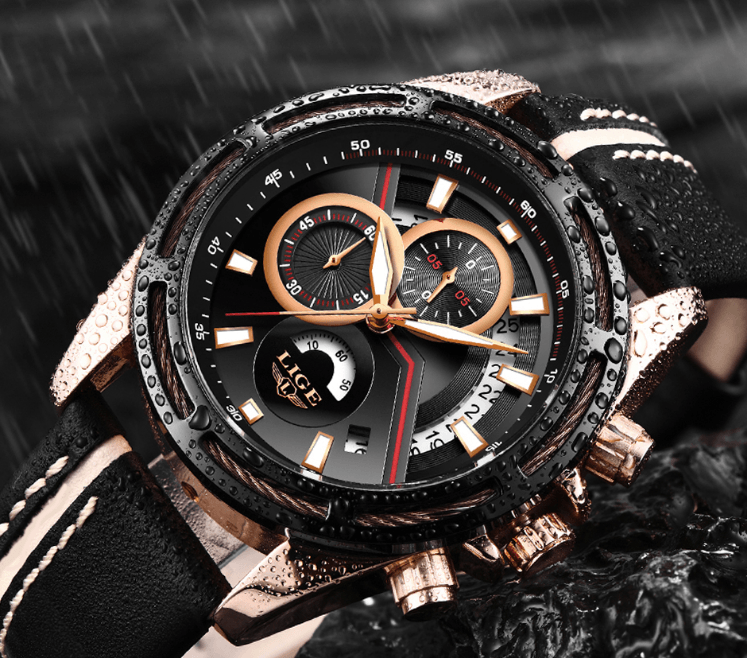 Men's Watch Chronometers Day View Fluorescent Pointers Unique Design waterproof