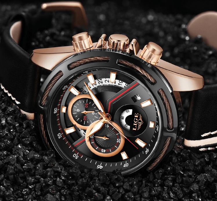 Men's Watch Chronometers Day View Fluorescent Pointers Unique Design waterproof
