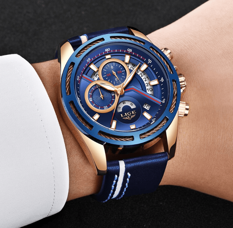 Men's Watch Chronometers Day View Fluorescent Pointers Unique Design waterproof