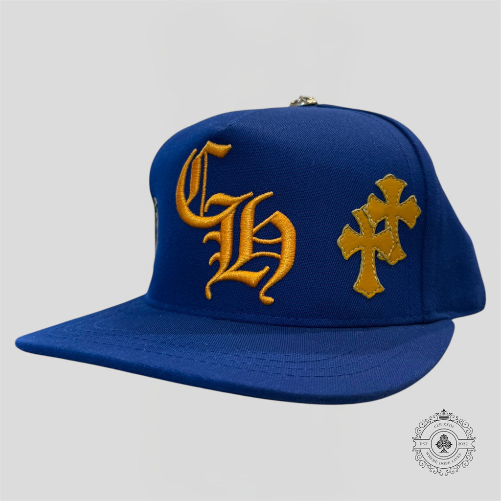 Chrome Hearts Cross Patch Hat in Blue / Gold