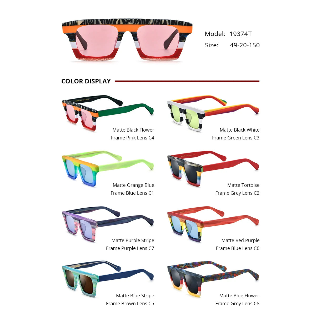 Borregls Multicolor Matte Acetate Polarized Sunglasses Women Brand Designer Oversize Big Square Sun Glasses Men Shades 19374T