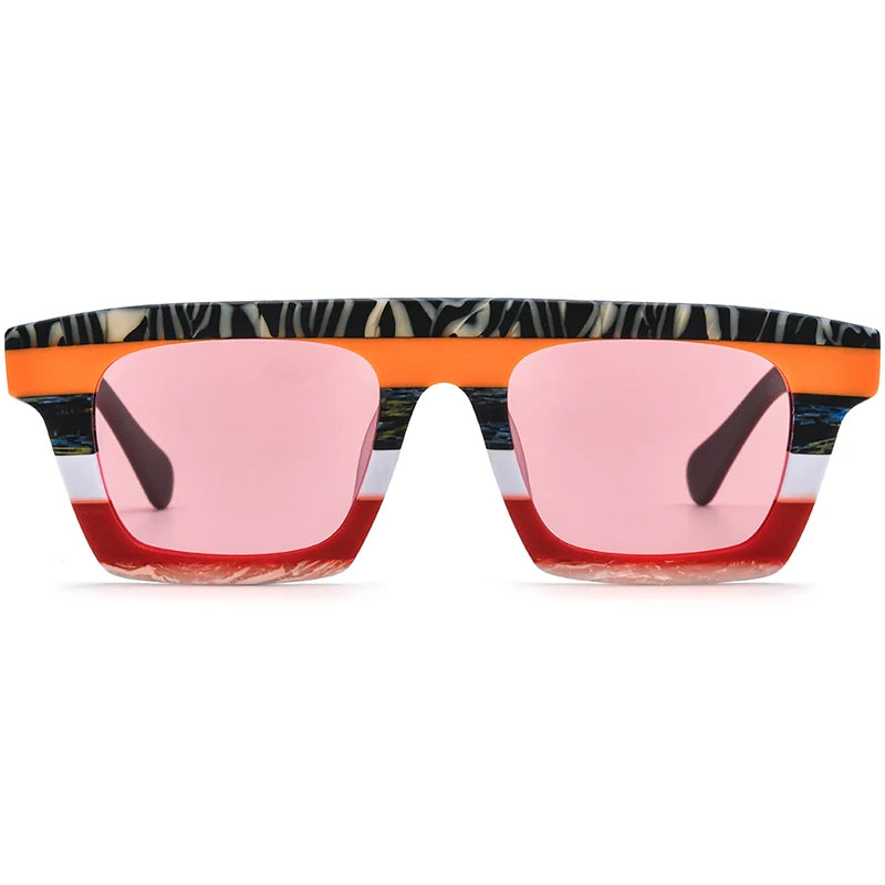 Borregls Multicolor Matte Acetate Polarized Sunglasses Women Brand Designer Oversize Big Square Sun Glasses Men Shades 19374T