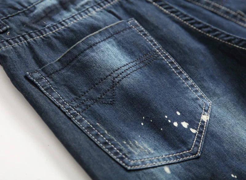Factory Direct Sale Famous Brand Custom Button Mens Pantalones Designer Boyfriend Blue Regular Stacked Jeans Denim Pants for Men