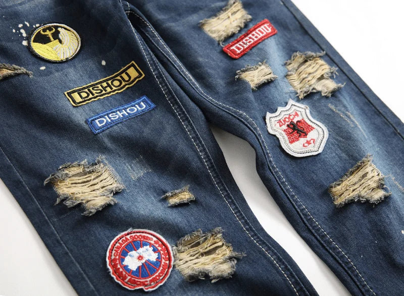 Factory Direct Sale Famous Brand Custom Button Mens Pantalones Designer Boyfriend Blue Regular Stacked Jeans Denim Pants for Men