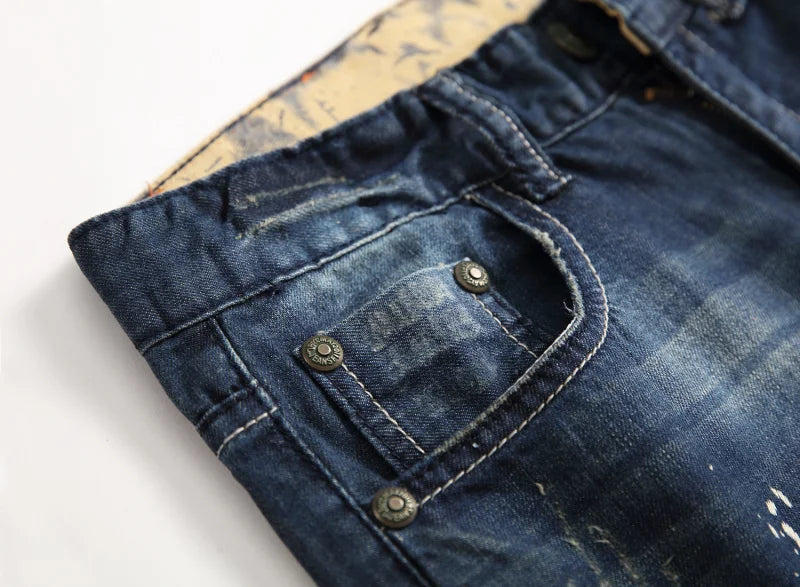 Factory Direct Sale Famous Brand Custom Button Mens Pantalones Designer Boyfriend Blue Regular Stacked Jeans Denim Pants for Men
