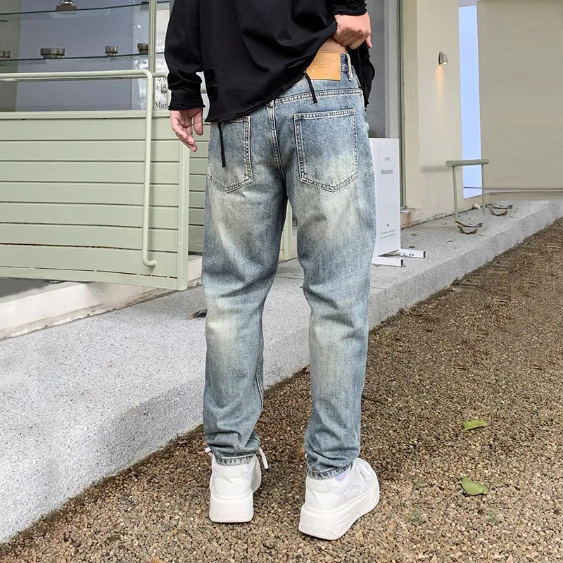 Custom Denim OEM Patchwork Straight Stonewashed Light Wash Ripped Holes Distressed Fashion Streetwear Quality Designer Jeans