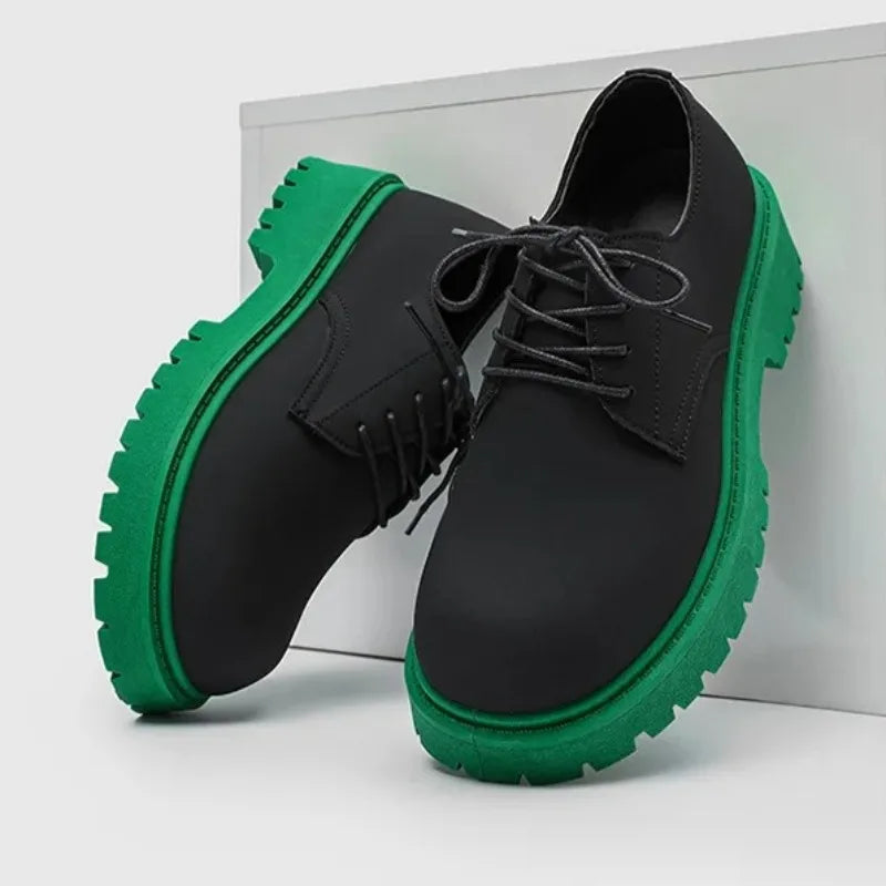 Designer Platform Derby Shoes for Men Fashion Sole Two-Tone Casual Leather Sneakers Luxury Men's Leather Shoes Zapatos De Hombre