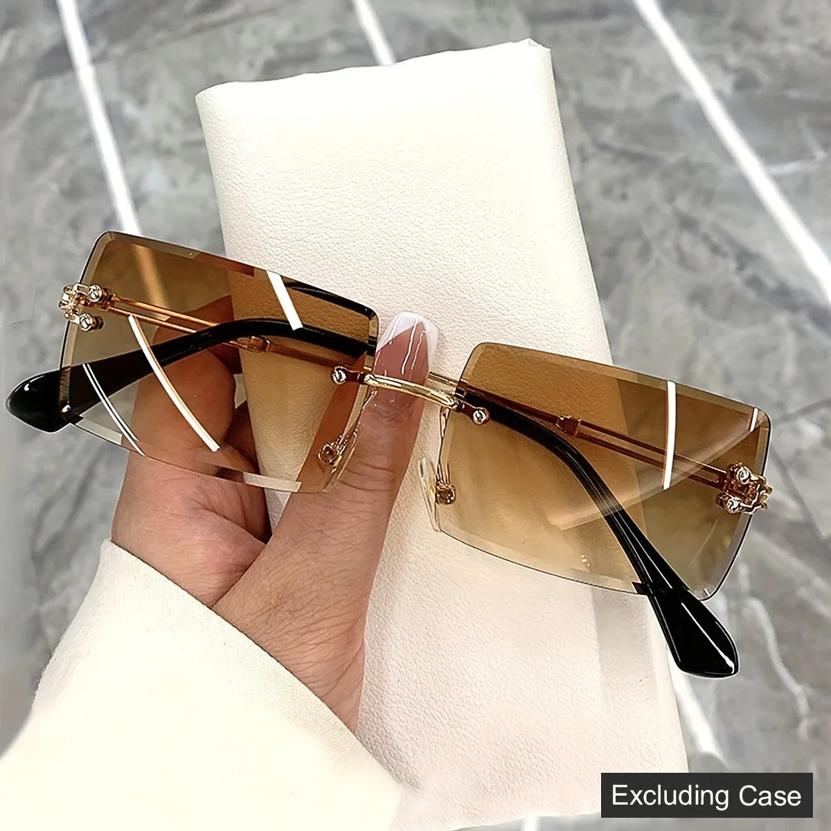 Rimless Sunglasses For Women Men Luxury Brand Vintage Sun Glasses Fashion Shades  Travel Outdoor Sunglasses