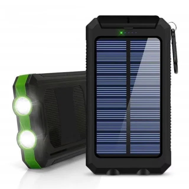 Solar Power Bank External Battery Charger Strong Light LED Light for All Smartphones