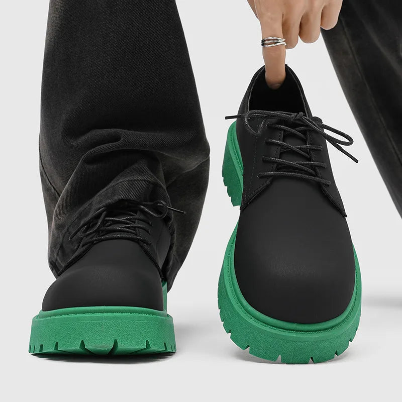 Designer Platform Derby Shoes for Men Fashion Sole Two-Tone Casual Leather Sneakers Luxury Men's Leather Shoes Zapatos De Hombre
