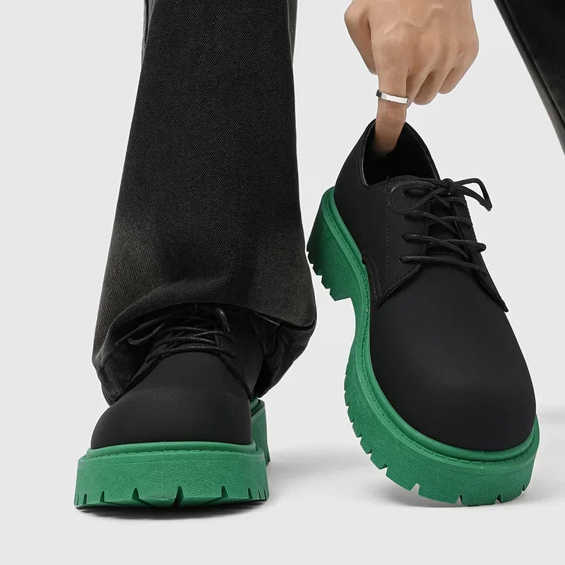 Designer Platform Derby Shoes for Men Fashion Sole Two-Tone Casual Leather Sneakers Luxury Men's Leather Shoes Zapatos De Hombre