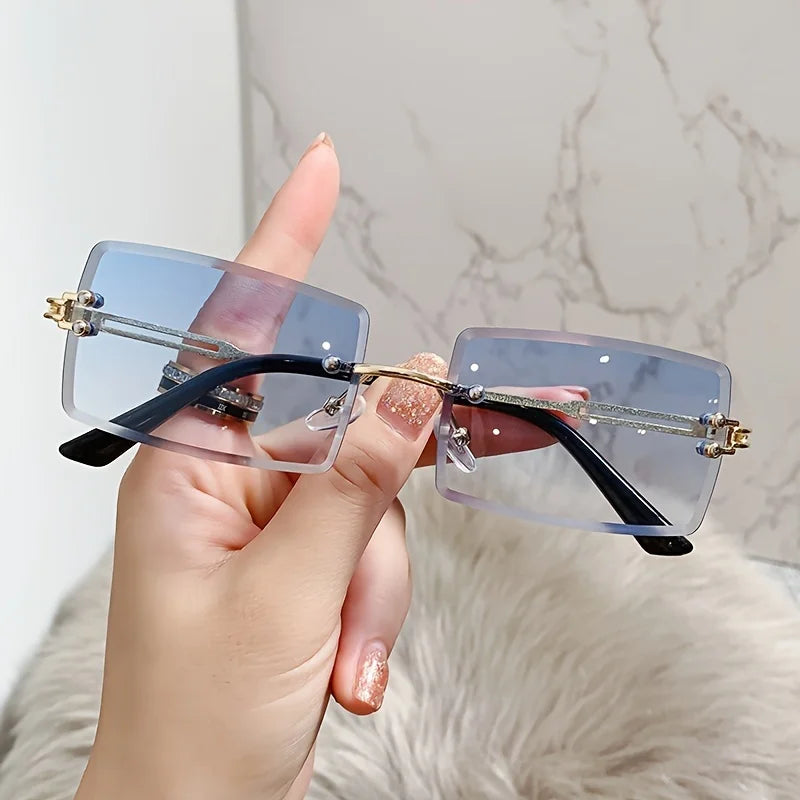 Rimless Sunglasses For Women Men Luxury Brand Vintage Sun Glasses Fashion Shades  Travel Outdoor Sunglasses