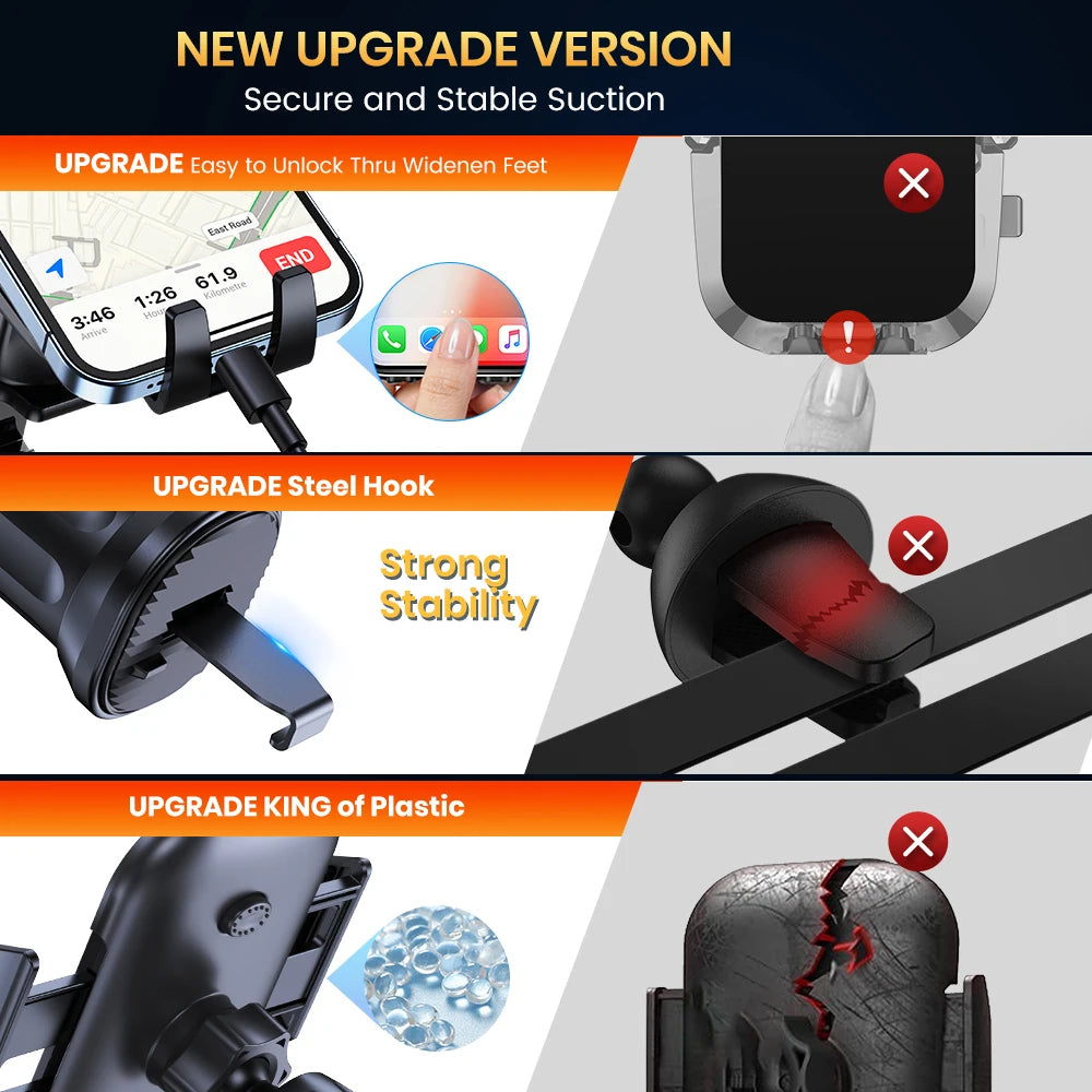 Car Phone Holder Mount Auto Locking Universal Phone Stand Holder with Hook Clip for Car Air Vent
