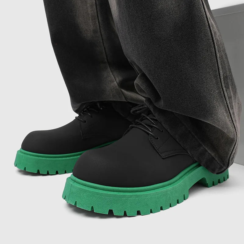 Designer Platform Derby Shoes for Men Fashion Sole Two-Tone Casual Leather Sneakers Luxury Men's Leather Shoes Zapatos De Hombre