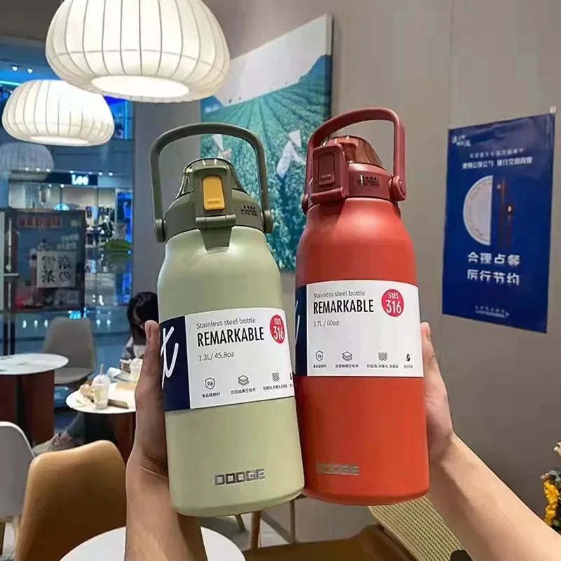 Tumbler Thermo Bottle Large Capacity With Straw Stainless Steel Thermal Water Bottle Cold and Hot Thermos Cup