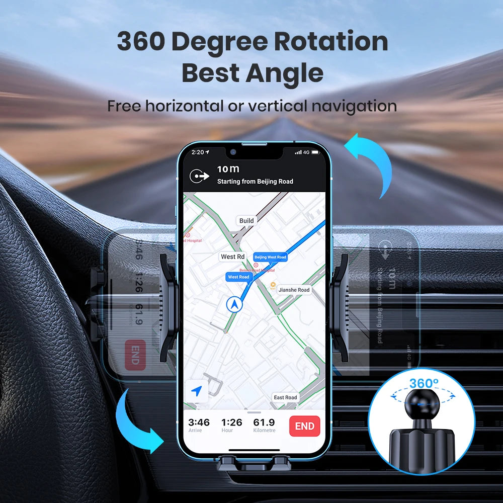 Car Phone Holder Mount Auto Locking Universal Phone Stand Holder with Hook Clip for Car Air Vent
