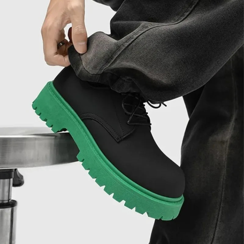 Designer Platform Derby Shoes for Men Fashion Sole Two-Tone Casual Leather Sneakers Luxury Men's Leather Shoes Zapatos De Hombre