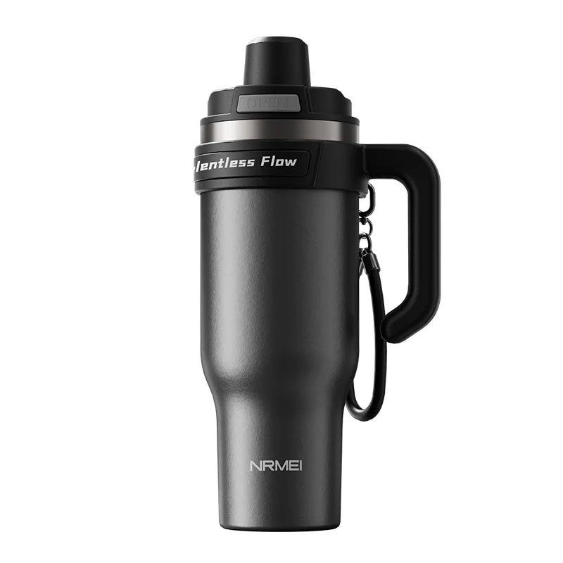 Large Tumbler Ceramic Inner with Handle Straw Cold Insulated Water Bottle