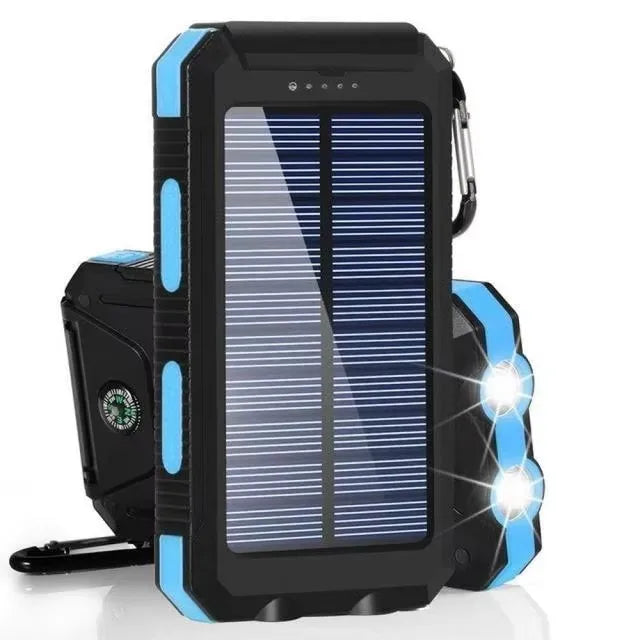 Solar Power Bank External Battery Charger Strong Light LED Light for All Smartphones