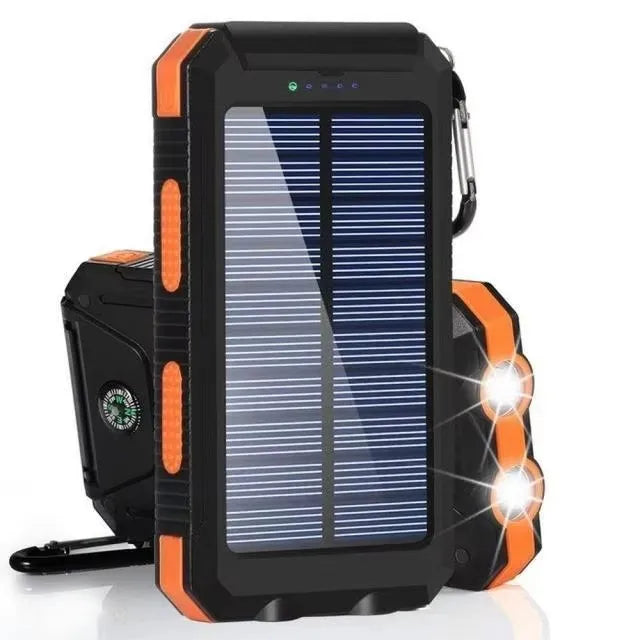 Solar Power Bank External Battery Charger Strong Light LED Light for All Smartphones