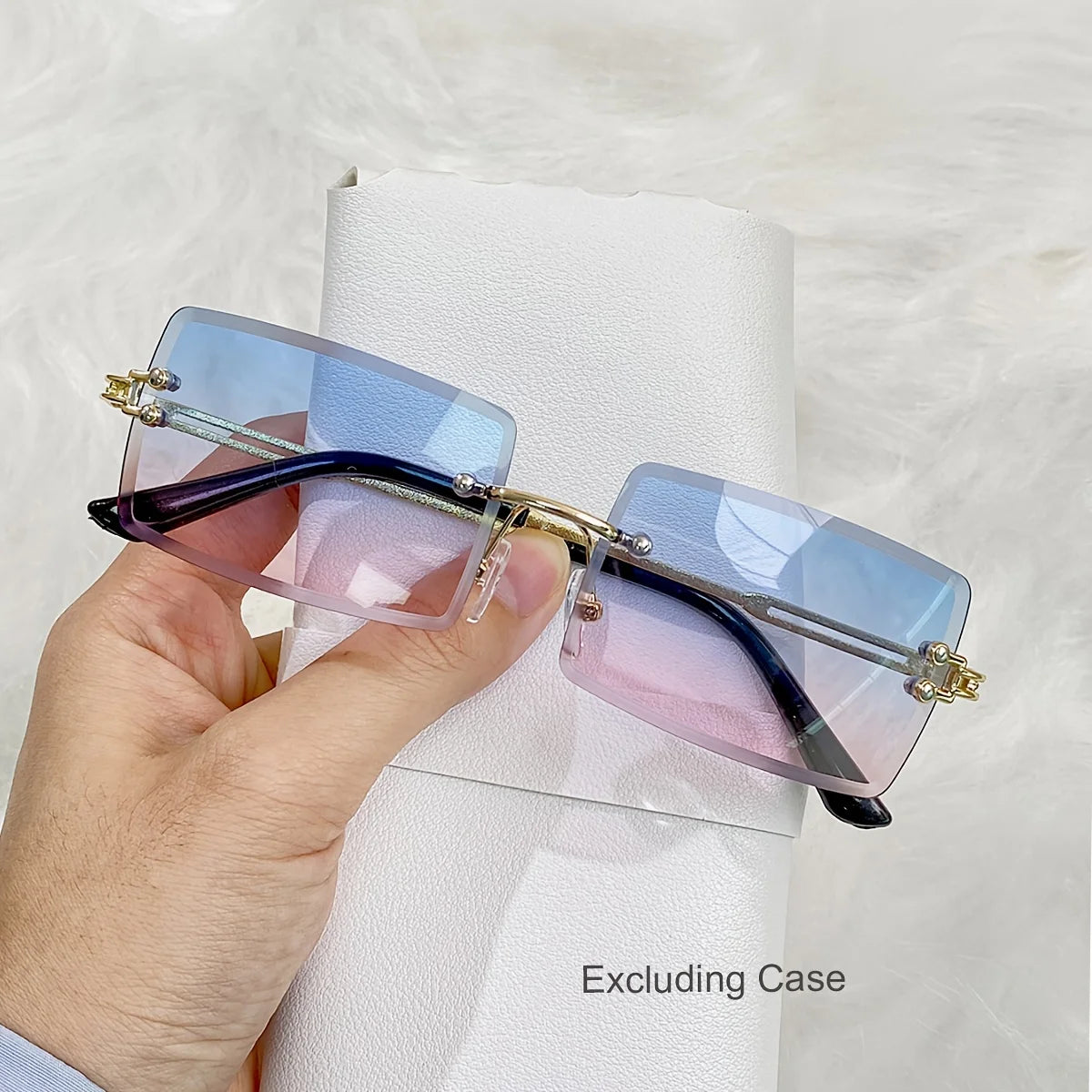 Rimless Sunglasses For Women Men Luxury Brand Vintage Sun Glasses Fashion Shades  Travel Outdoor Sunglasses