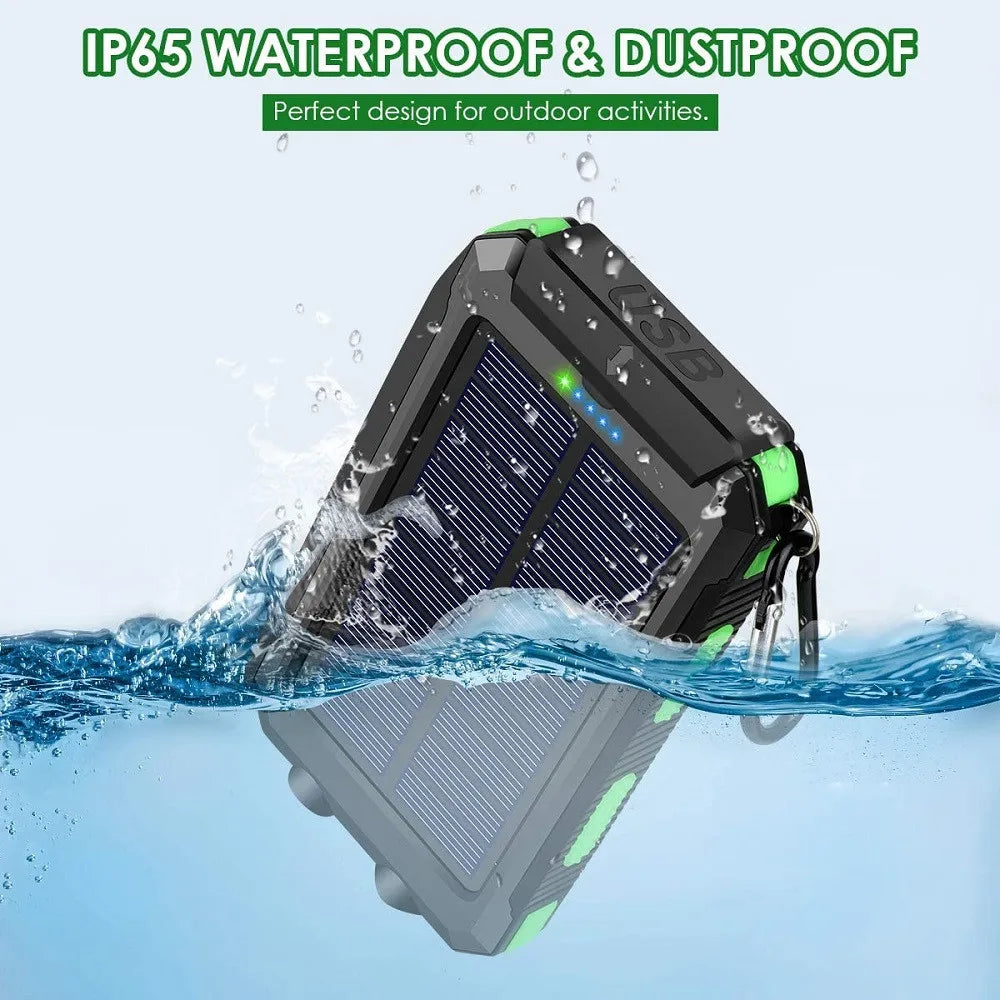 Solar Power Bank External Battery Charger Strong Light LED Light for All Smartphones