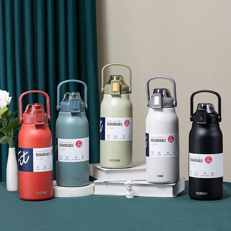 Tumbler Thermo Bottle Large Capacity With Straw Stainless Steel Thermal Water Bottle Cold and Hot Thermos Cup