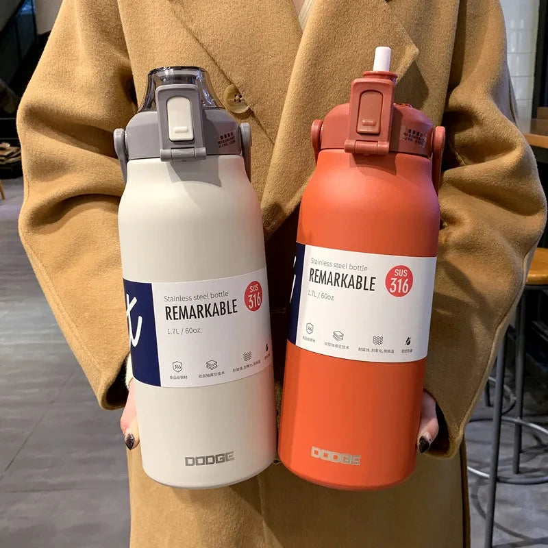 Tumbler Thermo Bottle Large Capacity With Straw Stainless Steel Thermal Water Bottle Cold and Hot Thermos Cup