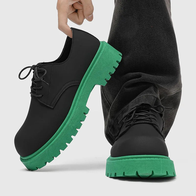 Designer Platform Derby Shoes for Men Fashion Sole Two-Tone Casual Leather Sneakers Luxury Men's Leather Shoes Zapatos De Hombre