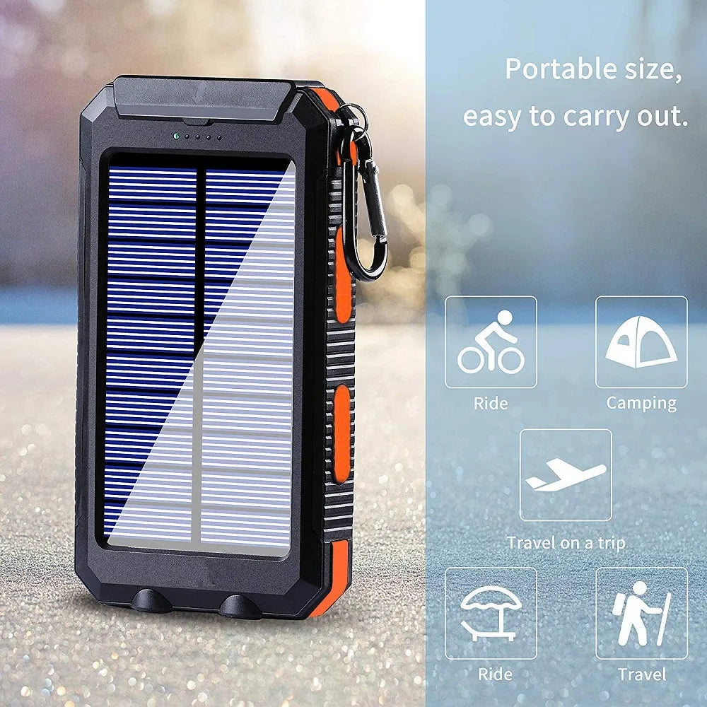 Solar Power Bank External Battery Charger Strong Light LED Light for All Smartphones